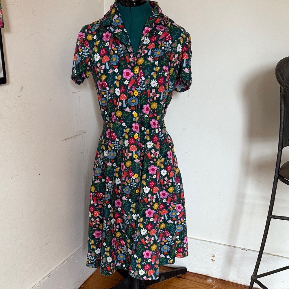 Floral Button-Up Dress hand sewn